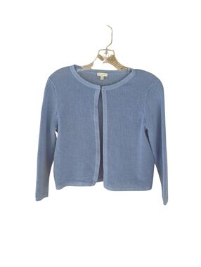 Talbots Factory Petiwinkle Blue Crew Neck One Hook Cropped Cardigan Small